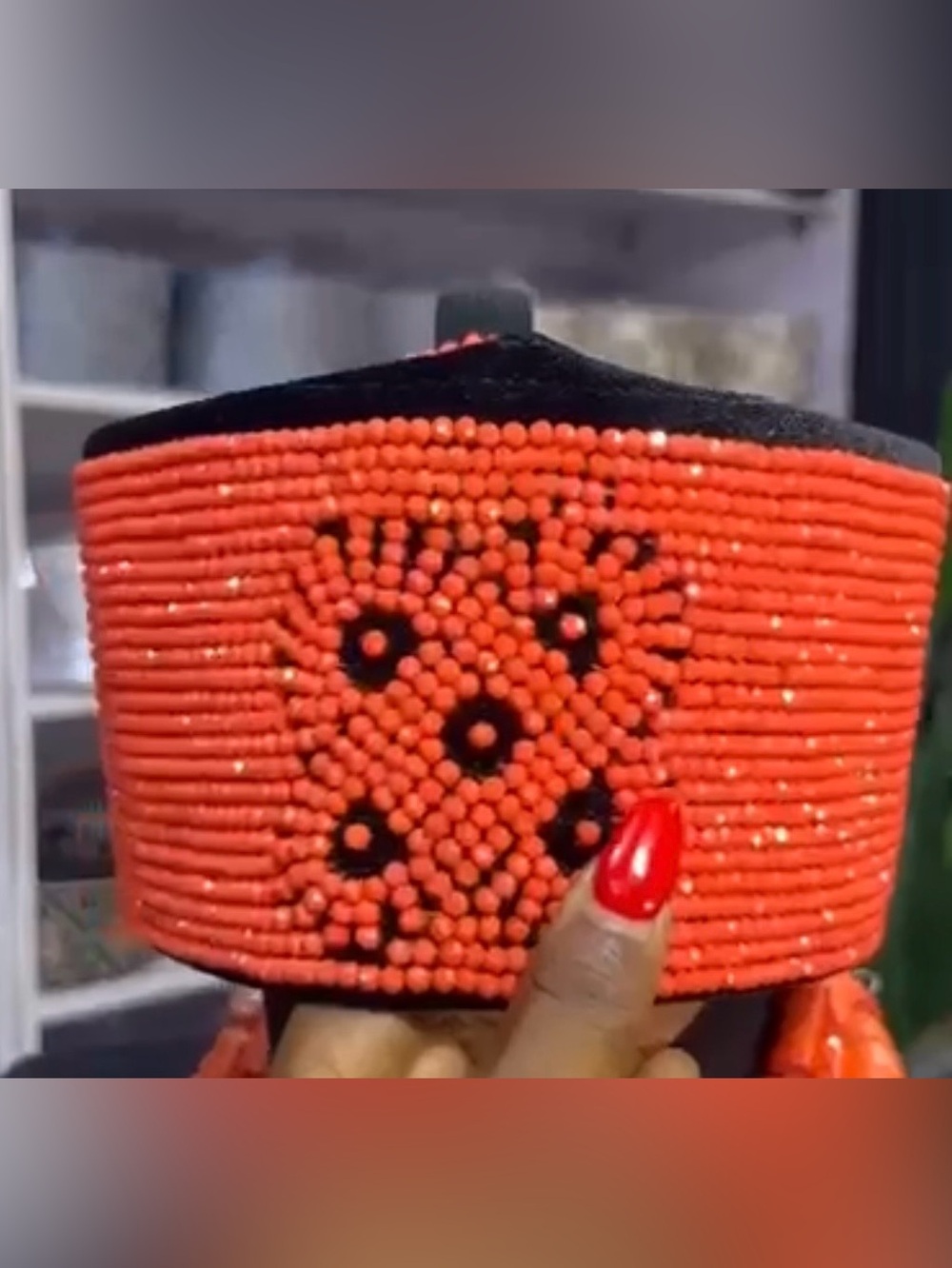 Beaded Statement hat - Red